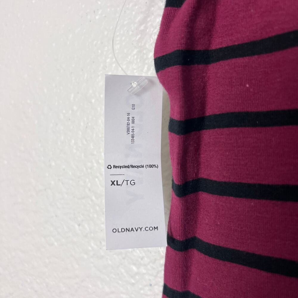 Old Navy Striped Tee Dress Burgundy Red Black Short Sleeve Casual Everyday - Picture 6 of 7